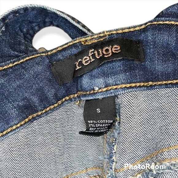 Refuge Dark Wash Denim Skinny Overalls Size Small - Picture 3 of 5